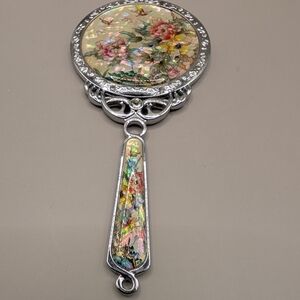 Floral Mother Of Pearl Hand Mirror